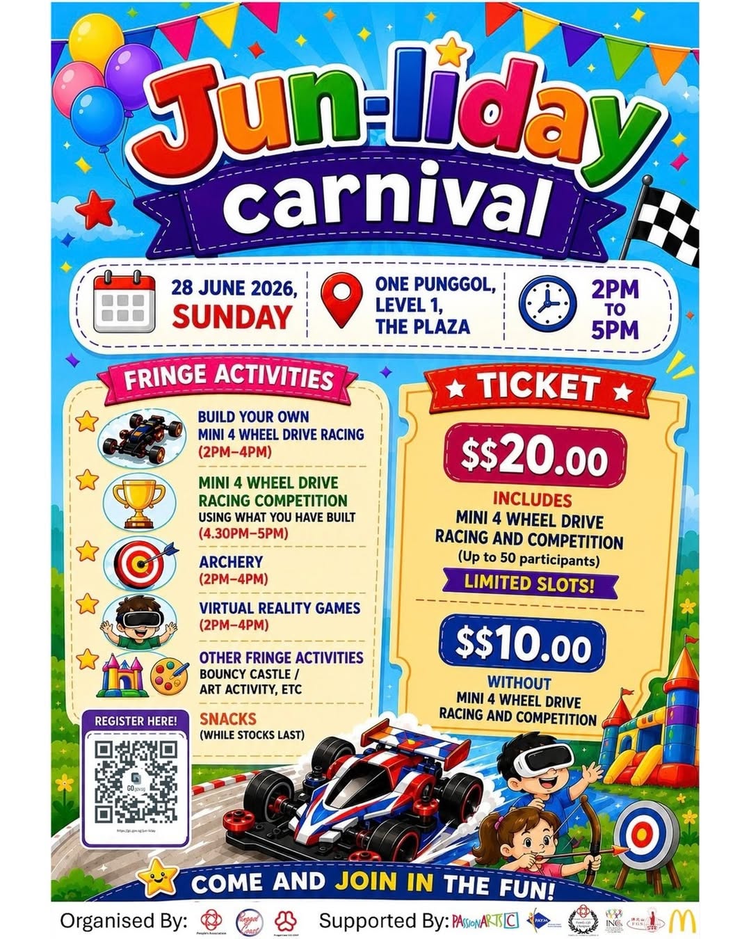 Jun-liday Carnival at One Punggol on 28 June 2026