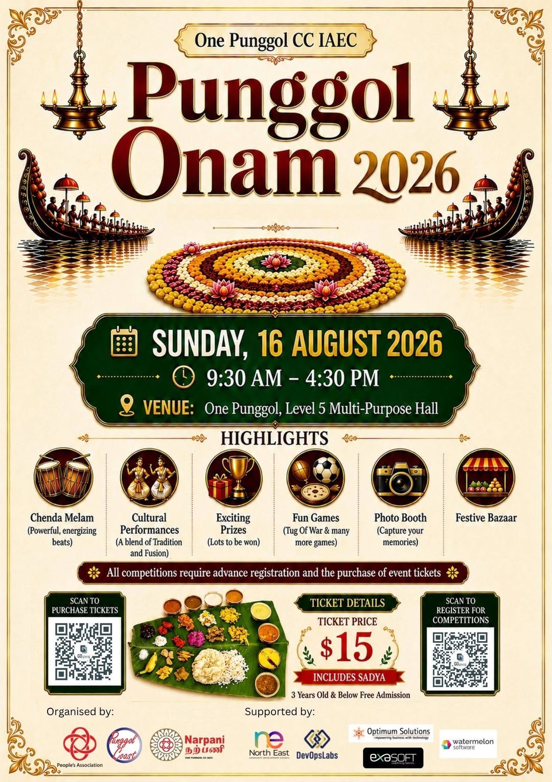Punggol Onam Event Serves $15 Sadya Meal on 16 August 2026