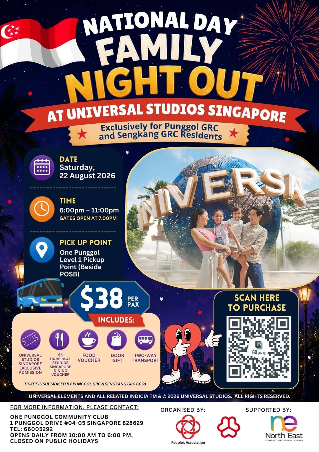 National Day Family Night Out at Universal Studios Singapore on 22 August 2026