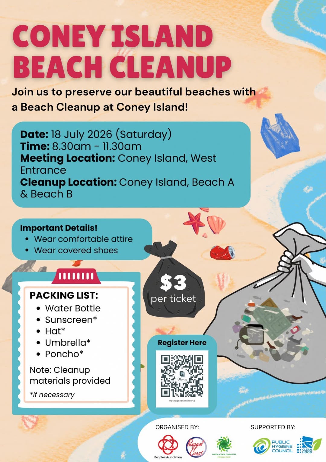 Coney Island Beach Cleanup by Punggol Coast GAC on 18 July 2026