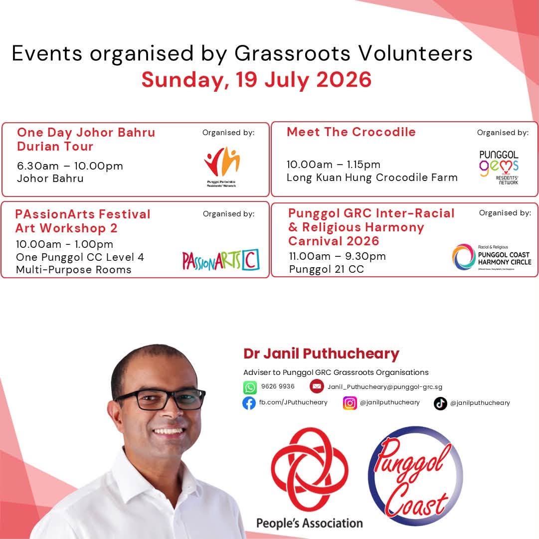 Punggol Coast Sunday community events poster