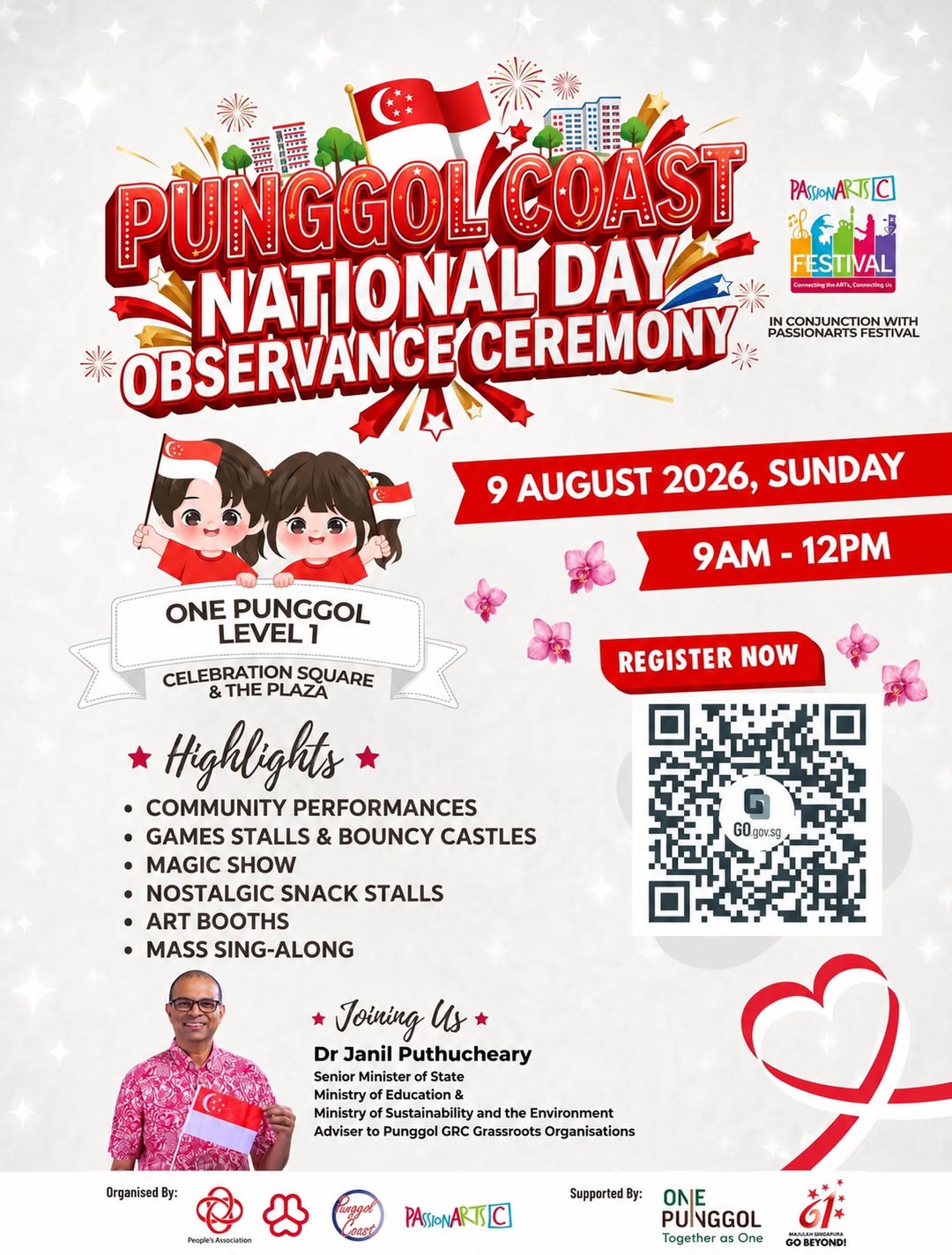 Punggol Coast National Day Observance Ceremony 2026 on 9 August at One Punggol