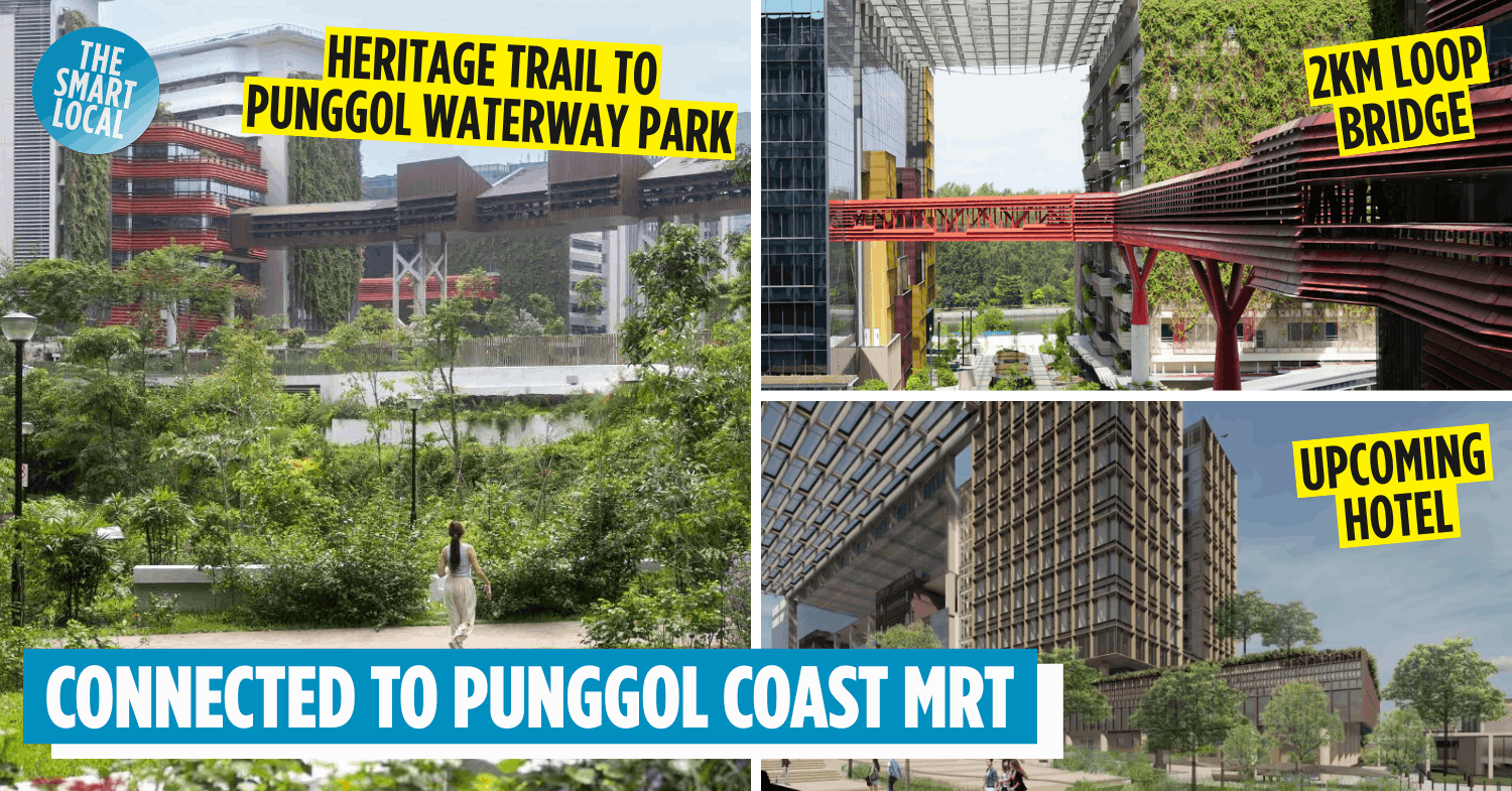 Aerial view of Punggol Digital District where the ConTech construction transformation exhibition is held