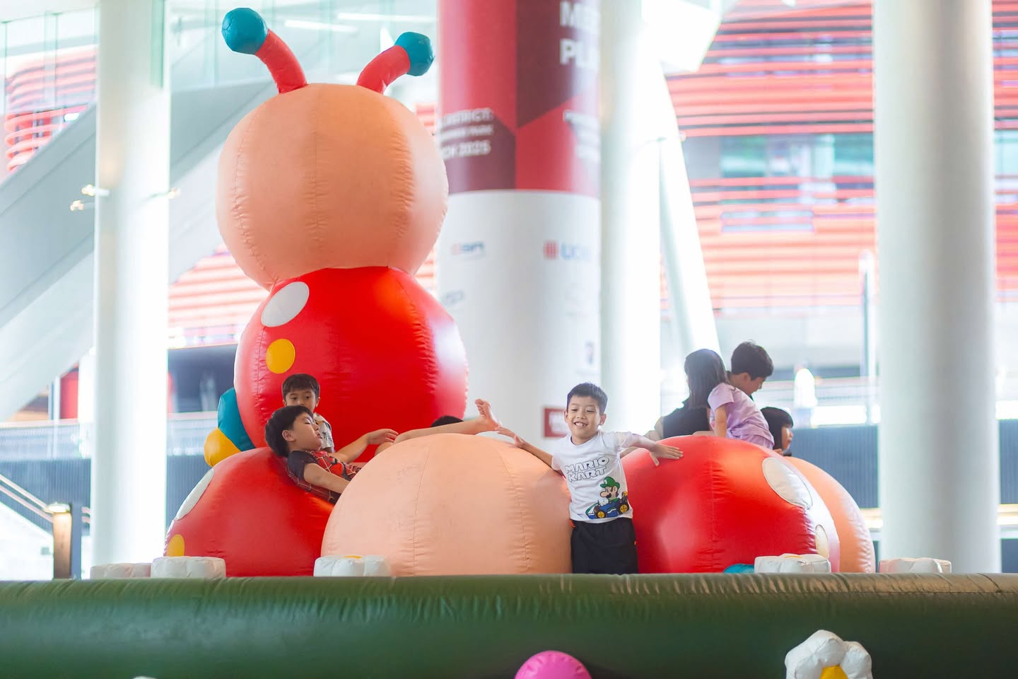 A view of the giant bouncy castles at Wonderlab