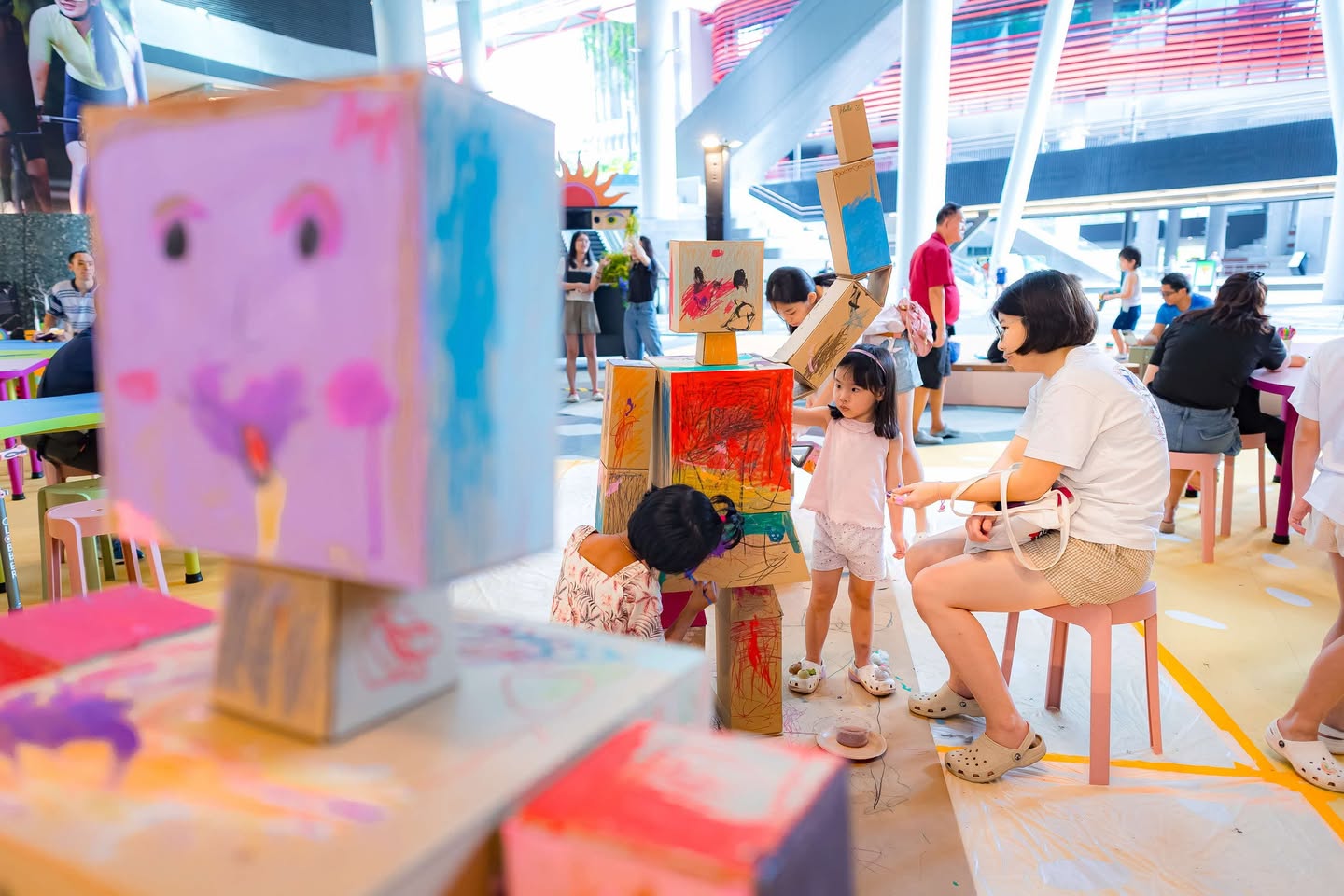 Families enjoying the vibrant atmosphere at Wonderlab