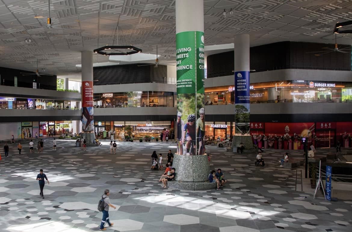 People navigating Punggol Coast transport hub