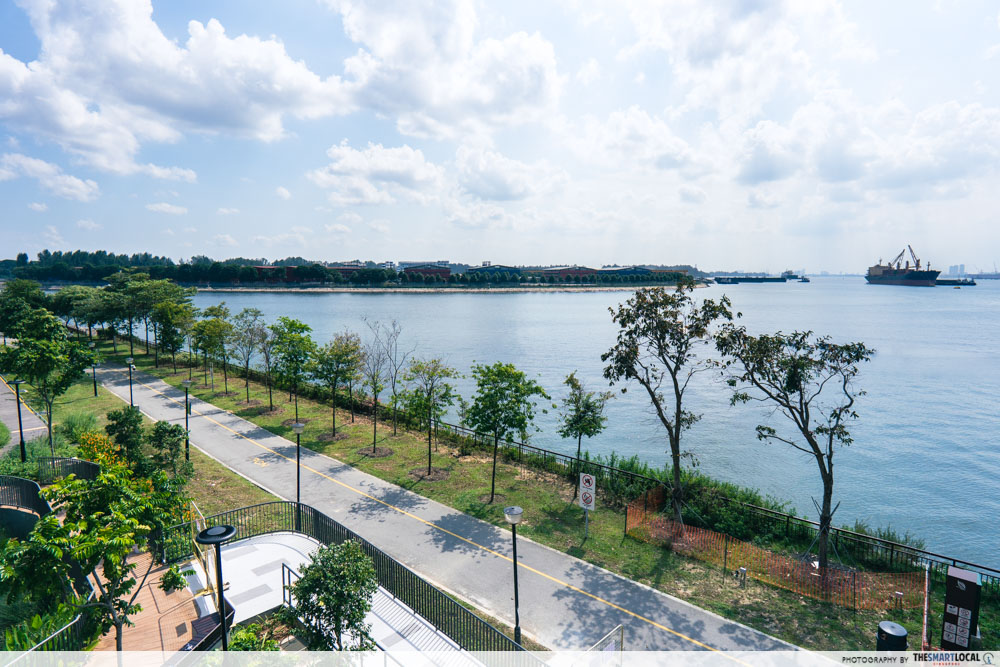 Promenade looking out from Northshore Plaza 1 toward the Straits, next to the Unity in Light gathering space