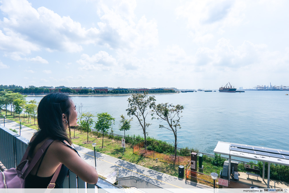 Visitor looking out to sea from Northshore Plaza 1 decks used for Punggol North community events