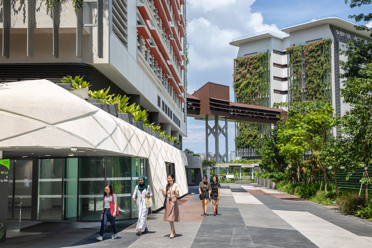 Campus Boulevard walkway at Punggol Digital District, on the route out of Punggol Coast Mall Nexus