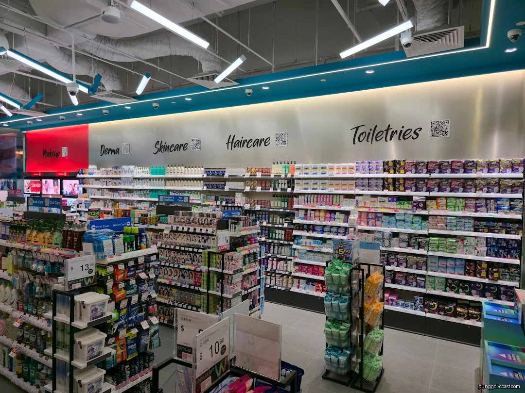 Interior view of a Watsons store with various product shelves.