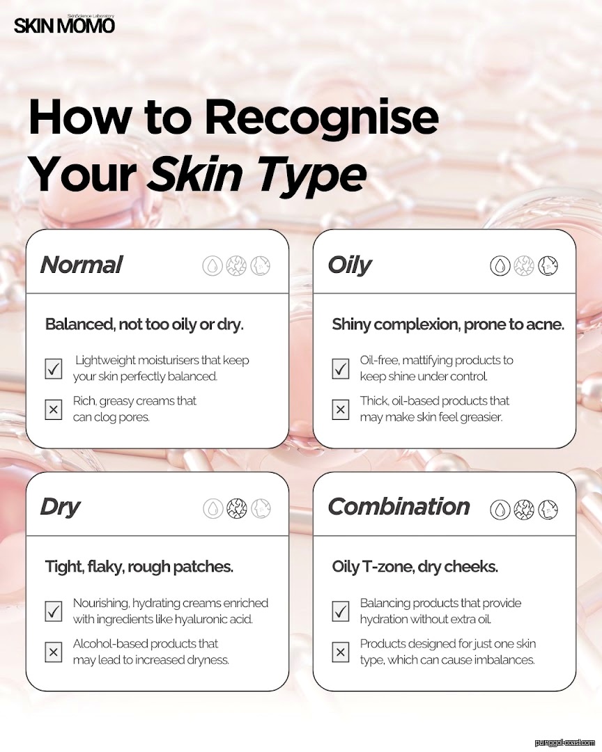 Informational graphic detailing how to recognize different skin types.