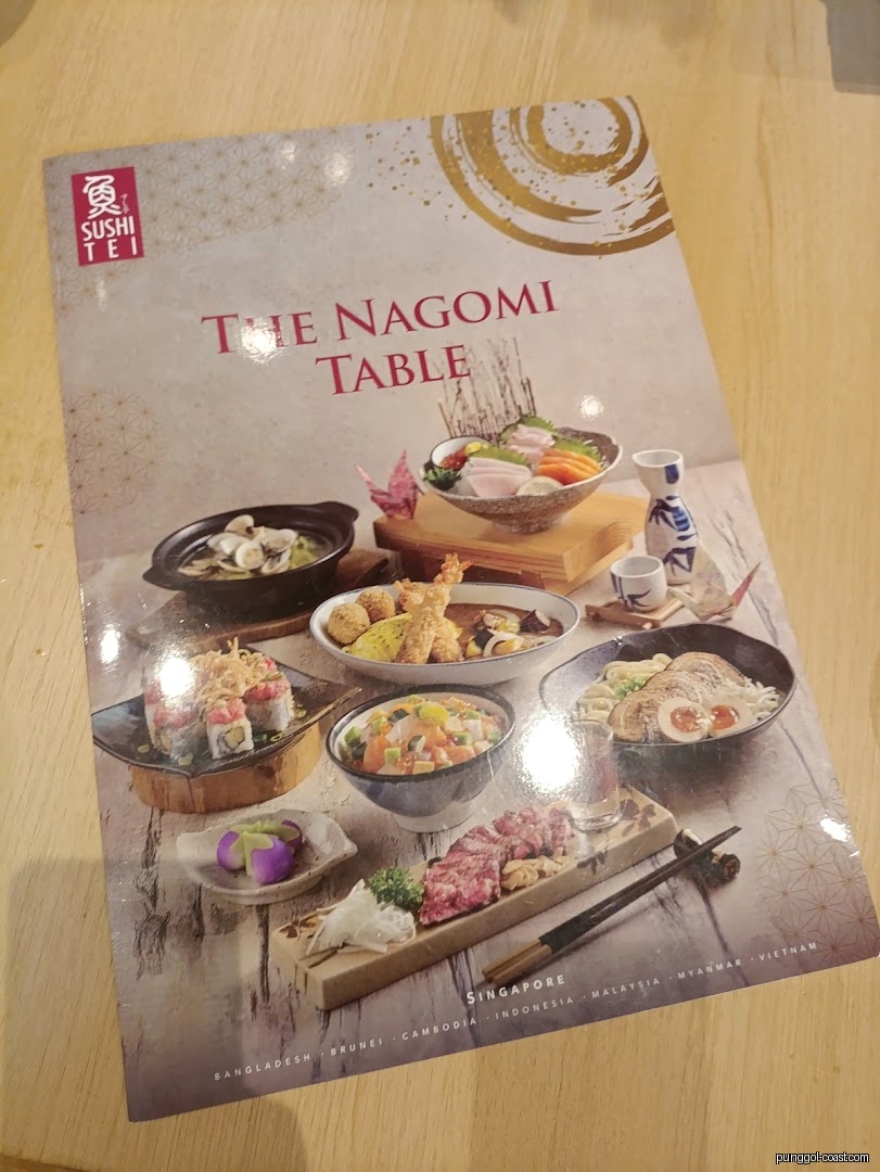 Menu for Sushi Tei, showcasing a variety of Japanese food.