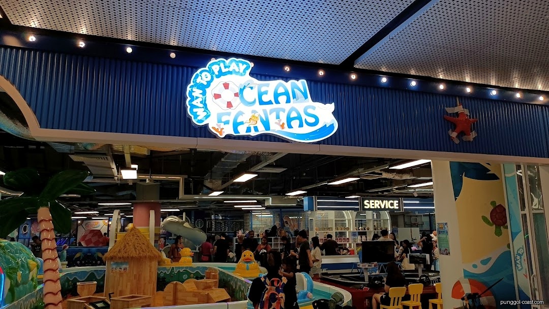 Bright interior of 'Wan To Play Ocean Fantasy' children's play center.
