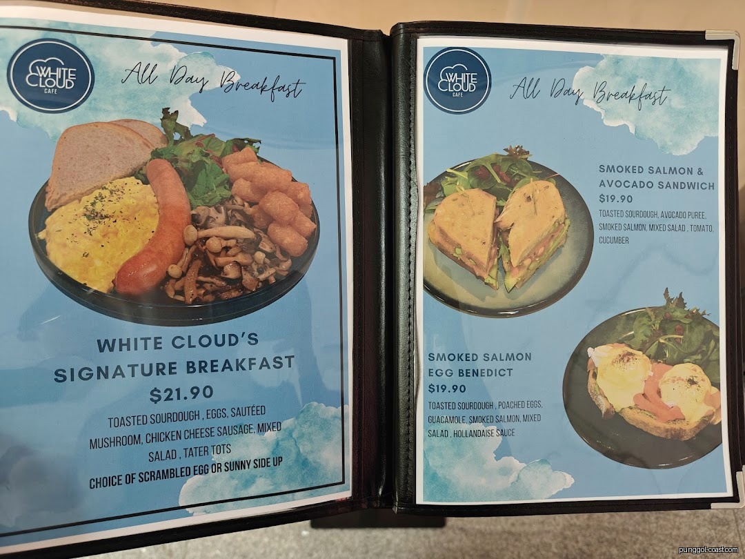 Menu image for White Cloud Cafe.